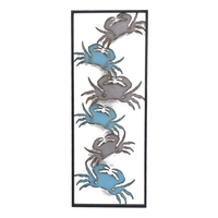Décoration murale d'été MR Large Coastal Ocean Metal Crab Art Déco avec cadre, taille personnalisable, à suspendre