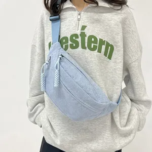 Commercio all'ingrosso di grande capacità marsupio in velluto a coste Street Style <span class=keywords><strong>borsa</strong></span> alla moda a tracolla borse Casual da <span class=keywords><strong>donna</strong></span> <span class=keywords><strong>cintura</strong></span> in vita <span class=keywords><strong>borsa</strong></span> - Product Image 1