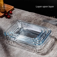 Plat de cuisson en verre, résistant au four et au micro-ondes, résistant aux hautes températures, carré, avec compartiments, pour la cuisson vapeur domestique et les plats de poisson