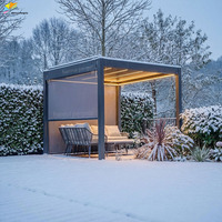 Pergola à lames orientables, imperméable, en aluminium robuste, avec éclairage LED