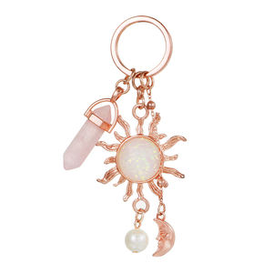 Lujo personalizado Logo bolsa de vidrio encanto accesorios piedra semipreciosa artesanías Metal llavero personalizado llavero - Product Image 2