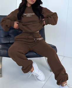 Conjunto de Ropa Personalizada de Dos Piezas, Sudadera con Capucha y Pantalones Deportivos, Ropa Urbana de Otoño para Mujer, Conjunto de Dos Piezas de Felpa Gruesa para Mujer - Product Image 2