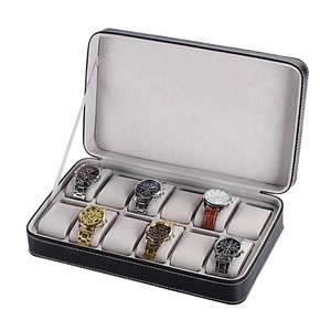 Wholesale Luxury Carbon Black PU Leather <b>Watch</b> Packaging Box for 2 4 6 8 10 12 Slots <b>Watches</b> Organizer Storage <b>case</b> - Product Image 1