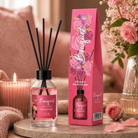 Diffuseur à bâtonnets 100 ml en gros avec senteurs florales et fruitées, bâtonnets en rotin et flacon en verre pour l'ambiance de la maison