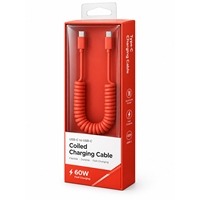 Câble USB-C vers USB-C en spirale à charge rapide avec LED, anti-emmêlement, compatible PD, pour ordinateur portable et téléphone Android