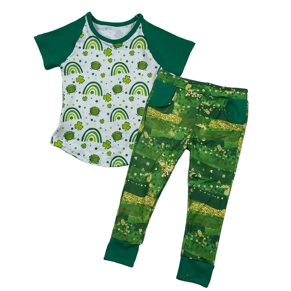 Qingli OEM Kids Spring New Clothing Sets Boy Saint Patrick Jogger Suit Children's Wear Baby boy clothing set
