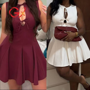 GX1316 Moda 2025 Abito <span class=keywords><strong>Mini</strong></span> Senza Maniche Plissettato da Donna, Vestito Aderente Sexy Elegante con Fiocco, <span class=keywords><strong>Abiti</strong></span> Unici e Sensuali - Product Image 3