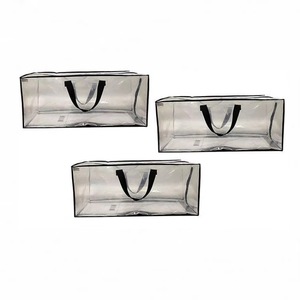 BSCI factory Clear organizer Bags <b>Heavy</b> <b>Duty</b> Extra Large Transparent Moving Totes w/<b>Zipper</b> Closure Reusable Backpack Carrying - Product Image 1