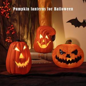 Lanterne citrouille d'Halloween en plastique étanche de 5,5 pouces, LED lumineuse, pour usage extérieur, centres commerciaux, maison, accessoires de décoration de fêtes - Product Image 4