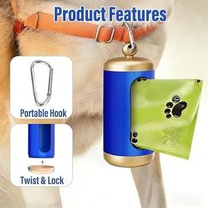 Porte-sacs à déjections canines Huamaohengchun amélioré en aluminium pour laisses, support durable et étanche pour déchets d'animaux avec mousqueton (vert) - Product Image 3
