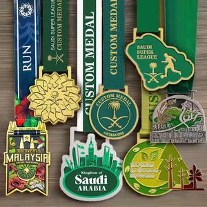 Custom Gold-Plated Zinc Alloy 3D Metal Sports Medals Soft Enamel Ribbon Lanyard for Marathon <strong>Karate</strong> Race Promotion <strong>Gifts</strong> - Product Image 1