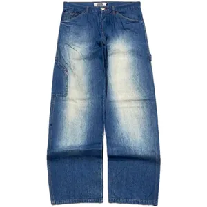 ZHUO YANG CARMENT Blue Wave Jeans para hombre desteñidos jeans lavados jeans holgados para hombre