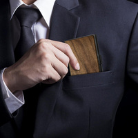 Portefeuille en bois pur pour homme et femme, porte-cartes en aluminium, pince à billets, étui pour cartes de visite