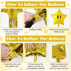 12 Globos de Estrella Amarilla con Detalles Dorados para Decoración de Fiestas de <span class=keywords><strong>Cumpleaños</strong></span> con Temática de Videojuegos, Suministros para Fiestas de Niños y Niñas - Product Image 2