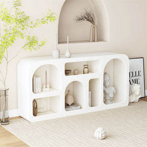 Gabinete de exhibición de crema Sala de estar Gabinete de cueva blanco Estante Estantería de piso Almacenamiento de gabinete de porche arqueado simple - Product Image 1