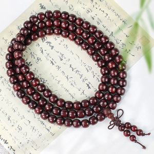 Sandalwood Buddhist Prayer Beads 108 Beads 7x8Mm Barrel Shape Unisex <b>Bracelet</b> For Religious Ceremonies Chinese Style - Product Image 1