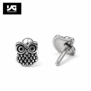 Petites boucles d'oreilles hibou en acier inoxydable, bijou à la mode, tendance, en forme de hibou, pour femmes et filles, 1 pièce - Product Image 5