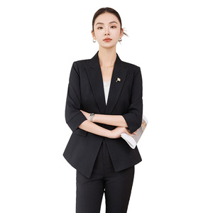 Women's Light Blue Suit <b>Set</b> Three Quarter Sleeve Anti-Wrinkle <b>Office</b> Lady Spring Formal Wear - Product Image 5