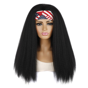 Perruque en fibre haute température avec texture froissée, style bandeau et <span class=keywords><strong>foulard</strong></span>, <span class=keywords><strong>cheveux</strong></span> longs - Product Image 1
