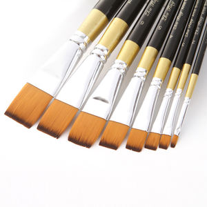 Pinceau plat simple en nylon pour artiste, idéal pour la peinture à l'huile et à l'<span class=keywords><strong>aquarelle</strong></span>, avec manche noir – Offre spéciale - Product Image 6