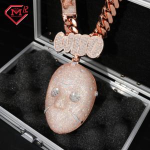 Ciondolo Hiphop Moissanite 3D Charm Jason la maschera Killer 925 argento rosa placcato oro personalizzato ciondolo Moissanite - Product Image 1