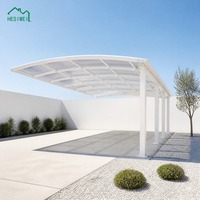 Kit de carport en aluminium HESIWEI, toit plat, design contemporain, capacité de stationnement multi-véhicules pour propriétés résidentielles