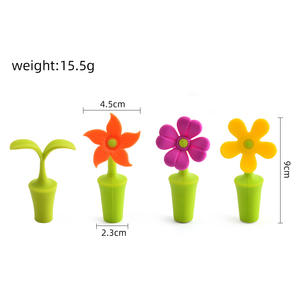 จุกปิดขวดไวน์ซิลิโคนสีเขียวรูปดอกไม้ซีลขวดแบบใช้ซ้ำได้สำหรับเบียร์และไวน์ JS Y02 - Product Image 2