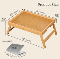 Plateau de lit pliable en bambou avec poignées pour petit-déjeuner, repas et support portable pour ordinateur portable, idéal pour la maison et le canapé