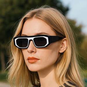 Gafas de Sol Personalizadas con Logotipo, Diseño Vintage 2025, Doble Color, Polígono, UV400, Montura Pequeña, Rectangulares, para Mujer - Product Image 1