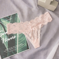 Culottes string sexy pour femmes, en maille tricotée unie, taille basse, fines, séchage rapide, respirantes, en dentelle, dos en T, OEM ODM