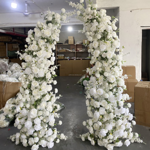 A42 Cérémonie Décoration Corne Proposition Artificielle Floral Toile de Fond Blanc Soie Rose Floral Bébé Souffle Soie Rose Fleurs Fleur Arche - Product Image 4