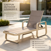 Chaise longue d'extérieur en aluminium, chaise longue rembourrée, résistante aux intempéries pour patio, bord de piscine, jardin, plage
