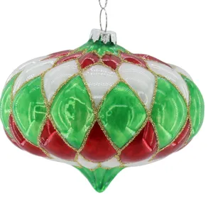 カラフルなオニオンガラスペンダントボールの形新年の木の小さなギフトの雰囲気のためのクリスマスの装飾の配置をぶら下げ