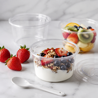 117mm diameter, 14oz PET plastic fruit schaal, wegwerpbaar, hoge kwaliteit, transparante verpakking voor ijs, gelei, yoghurt en desserts