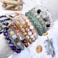 Bracelets Perles Élastiques Polies Artisanales Énergie Curative Naturelle 8mm Prix Usine Bracelet Cristal Clair pour Cadeaux
