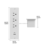 Multiprise encastrable avec ports USB et protection, rallonge électrique pour maison et bureau