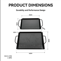 Petite plaque de cuisson pliante à trois côtés antiadhésive en acier inoxydable 410 perforée pour légumes, idéale pour le camping