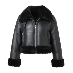 New Style Winter Warm Thick Sheepskin Lamb Fur Coat Shearling Leather Jacket Women with Fur