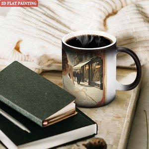 Taza mágica de cerámica de 11 oz, color negro escarchado, que cambia de color con bebidas calientes - Product Image 3
