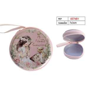 Étuis de rangement 7x3cm pour la première communion, fille, rose, avec poignée - Product Image 1