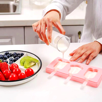 Moule à crème glacée en silicone avec logo personnalisé avec bâtonnets de PP Moule à sucettes glacées OEM pour bricolage Machine à sucettes glacées pour les rafraîchissements d'été