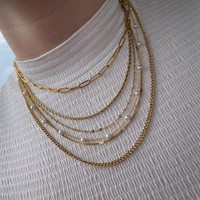 Collier Chaîne Plaqué Or 18 Carats en Argent Sterling S925, Chaîne Simple Basique en Argent, Chaîne Cubaine Chopin, Chaîne Boîte, Bijoux de Gros 925