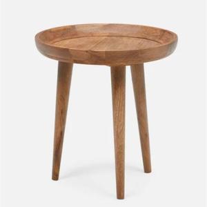 Table d'appoint SIDETABLE en bois de manguier de style mid-century moderne avec étagère inférieure pour salon, salle à manger, villa et hôtel – Conception stable - Product Image 3