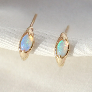 Fine Jewelry Earrings Sterling <strong>Silver</strong> <strong>Small</strong> Stone <strong>Hoop</strong> for Women 14k Gold Plated Open Natural Opal <strong>Hoop</strong> Earrings - Product Image 3