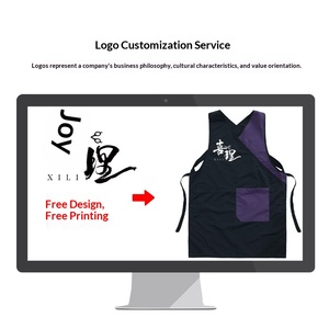 Tablier sans manches avec logo imprimé, design color block, poche avant pour salon de coiffure, salon de thé, usage domestique - Taille adulte - Product Image 4