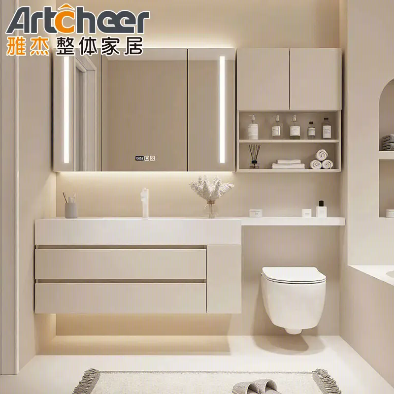 Vaninhas de banheiro modernas de luxo, armários de iluminação do banheiro armazenamento à prova d' água vanity