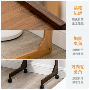 Solid Wood Movable Bedside <b>Table</b> <b>With</b> <b>Wheels</b> For Bedroom Living Room Simple Nightstand Mini <b>Side</b> <b>Table</b> - Product Image 3
