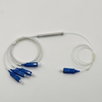 Optic PLC Splitter Carrier-grade 1x4 putih SC UPC pipa baja pemisah mikro serat optik Splitter