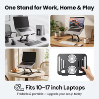360 °   Support de refroidissement rotatif pour ordinateur portable en acier au carbone, double ventilateur, support pliable pour ordinateur portable, 10-17 pouces, 3 couleurs, pour la maison et le bureau