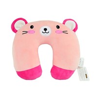 Oreillers de voyage gonflables en forme de U personnalisables, mignons, en forme d'ours, en mousse à mémoire de forme, en polyester doux pour les enfants, pour les voyages en voiture et en avion, logo